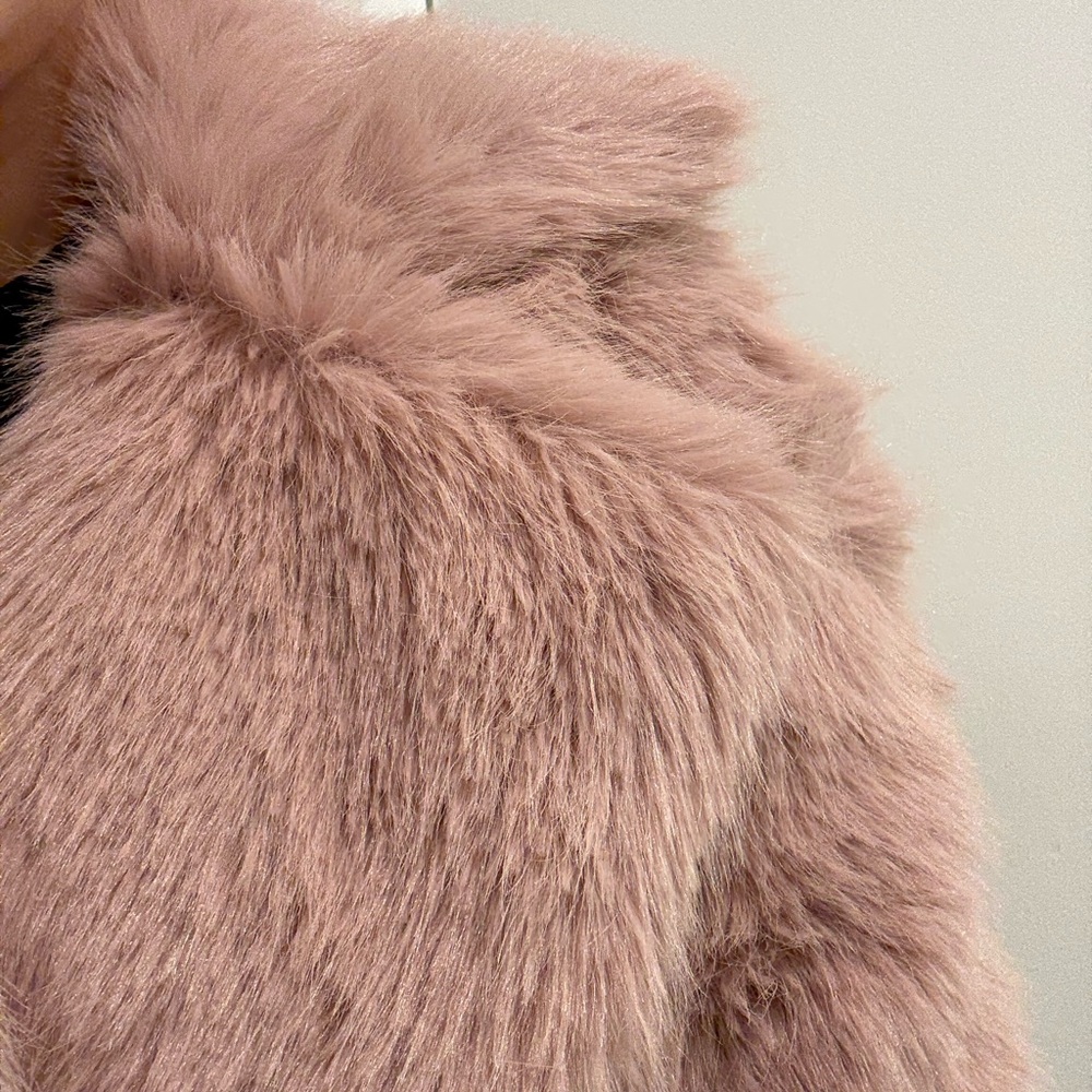 Topshop Pink Faux Fur Long Coat - Picture 4 of 8